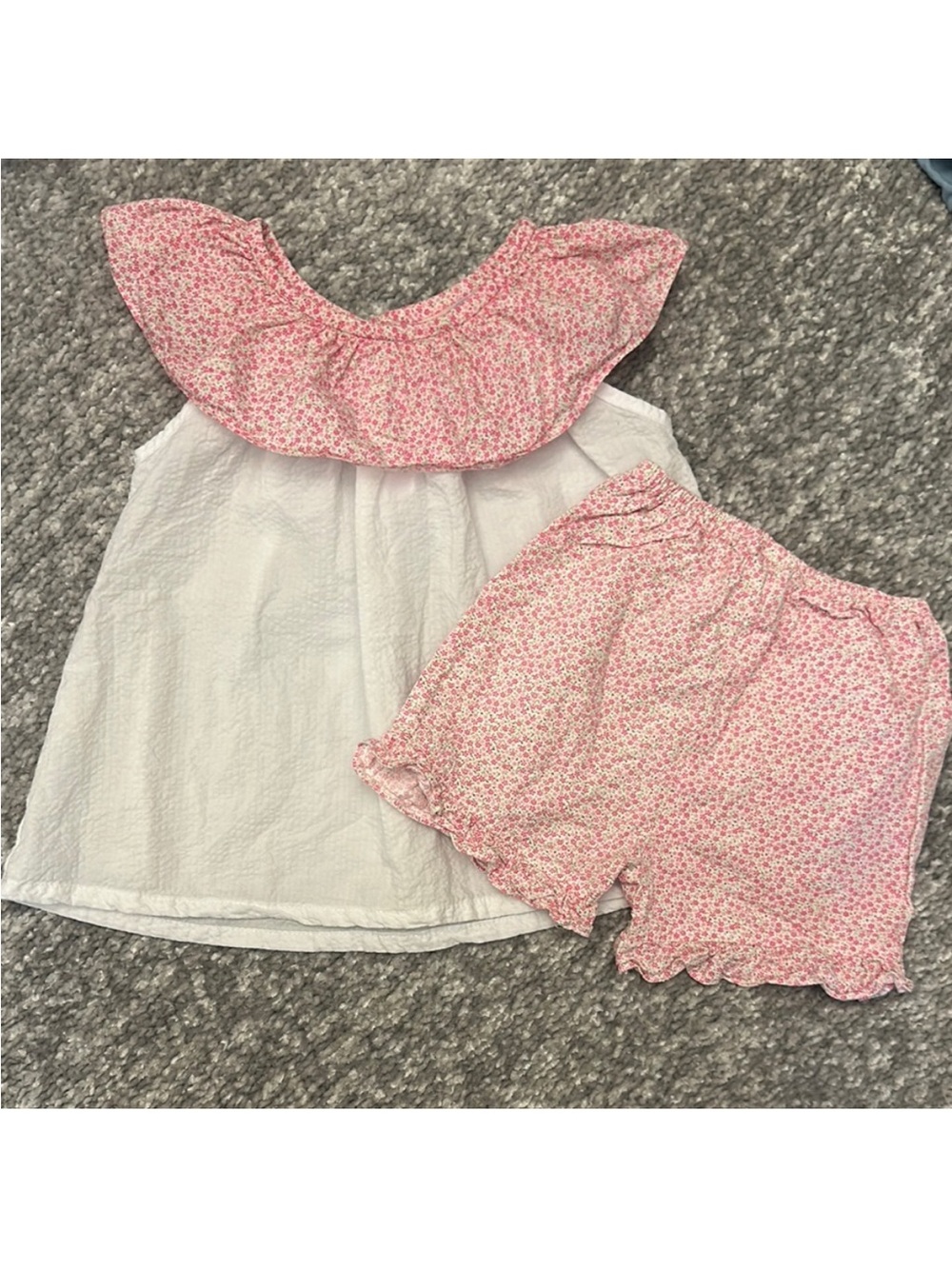 Lullaby Pink Floral Ruffle Collar Top & Matching Shorts Set 2T